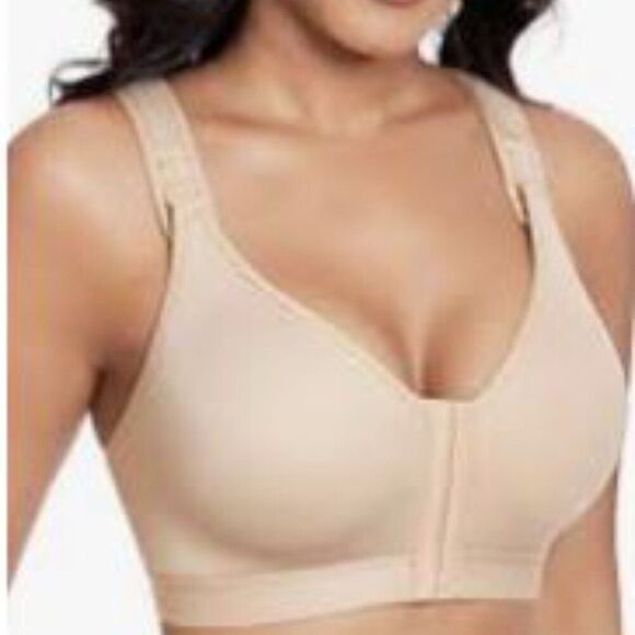 Womens Bra Size 34D Front Closure Comfort Support Sport Brassiere Nude - Picture 5 of 7